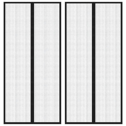 Insect Door Curtains 2 pcs with Magnet Blocks Black 220x110 cm