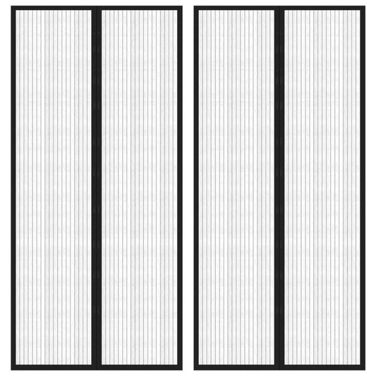 Insect Door Curtains 2 pcs with Magnet Blocks Black 220x110 cm