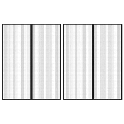 Insect Door Curtains 2 pcs with Magnet Blocks Black 230x160 cm