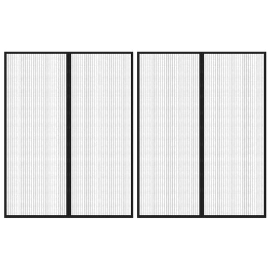 Insect Door Curtains 2 pcs with Magnet Blocks Black 230x160 cm