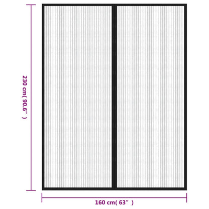 Insect Door Curtains 2 pcs with Magnet Blocks Black 230x160 cm