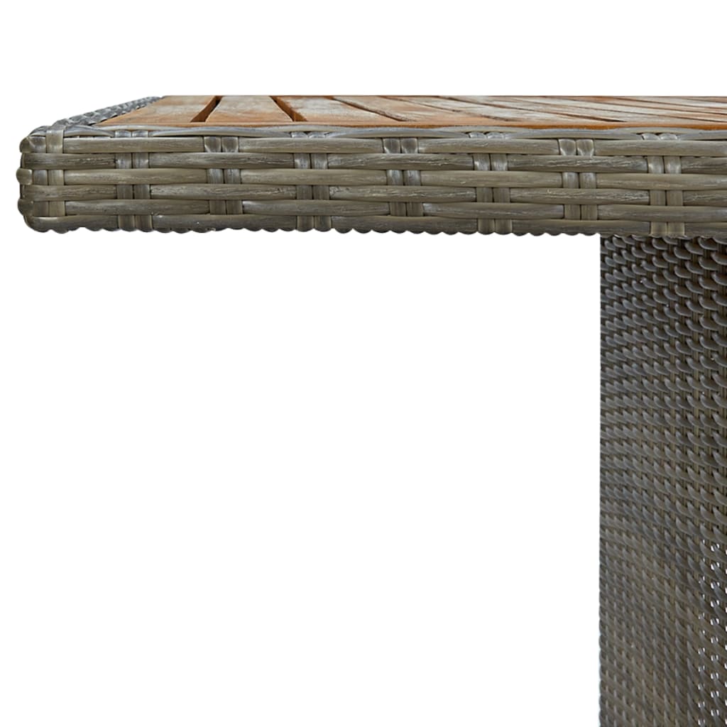 Garden Table Brown Poly Rattan and Solid Acacia Wood