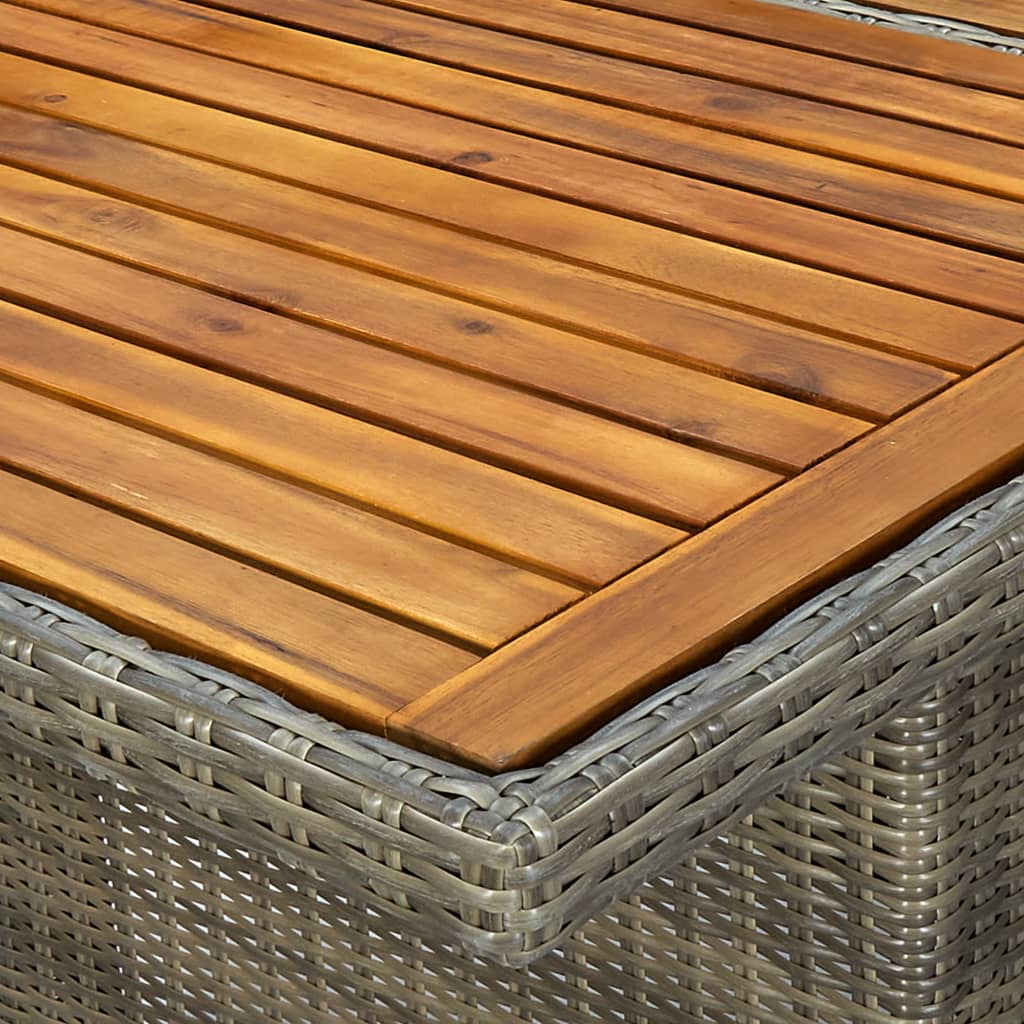 Garden Table Brown Poly Rattan and Solid Acacia Wood