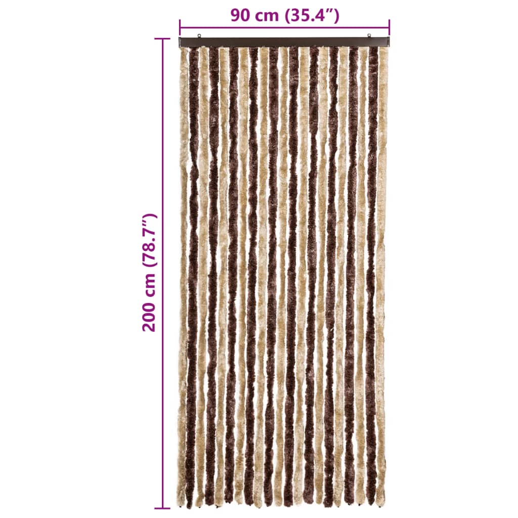 Insect Curtain Beige and Light Brown 90x200 cm Chenille
