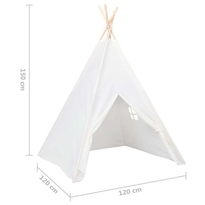 Children Teepee Tent with Bag Peach Skin White 120x120x150 cm
