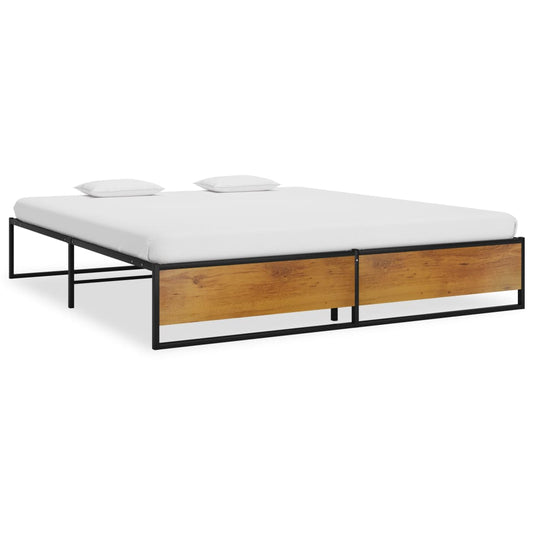 Bed Frame without Mattress Black Metal 140x200 cm