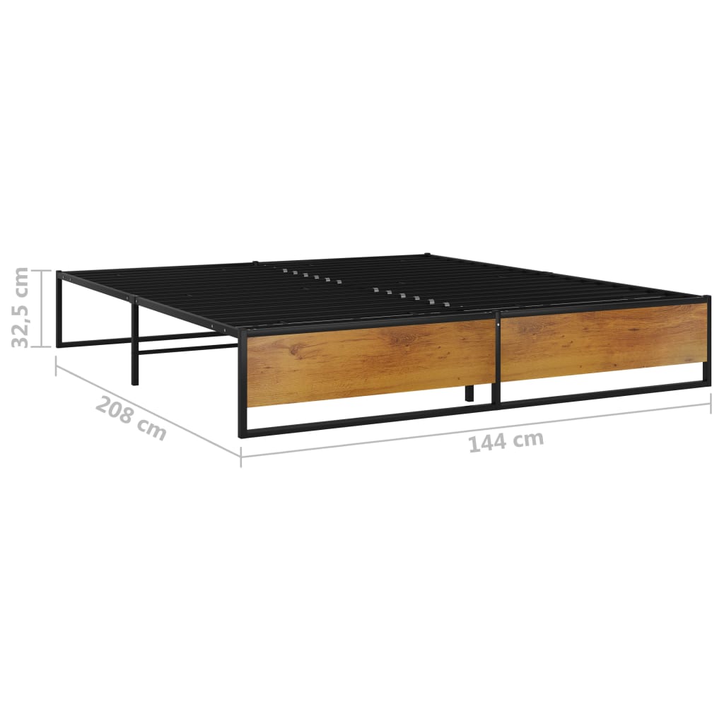 Bed Frame without Mattress Black Metal 140x200 cm
