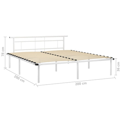 Bed Frame without Mattress White Metal 200x200cm