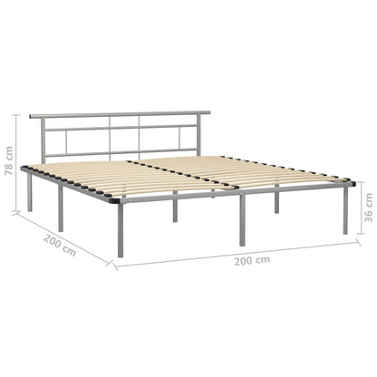 Bed Frame without Mattress Grey Metal 200x200cm