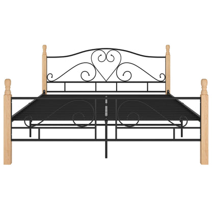 Bed Frame with Headboard without Mattress Black 140x200 cm Metal