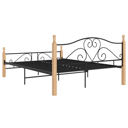 Bed Frame with Headboard without Mattress Black 140x200 cm Metal