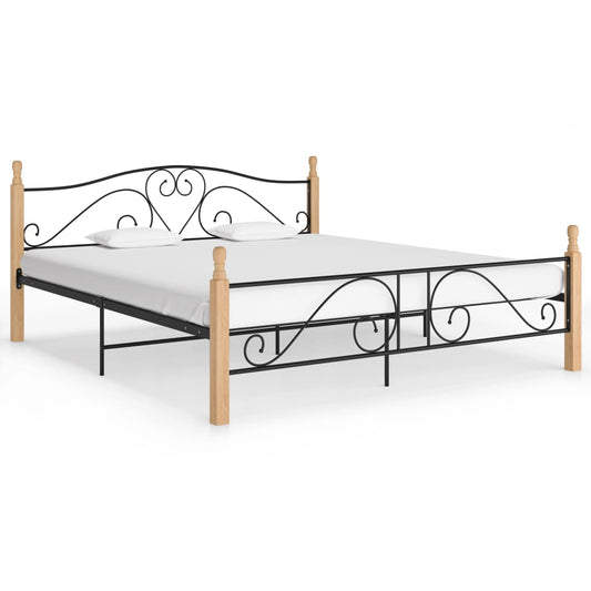 Bed Frame without Mattress Black Metal 180x200 cm Super King