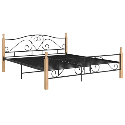 Bed Frame without Mattress Black Metal 180x200 cm Super King