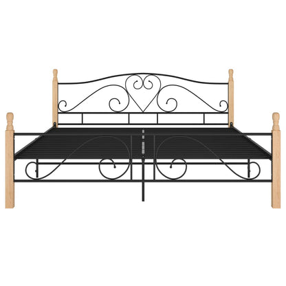 Bed Frame without Mattress Black Metal 180x200 cm Super King
