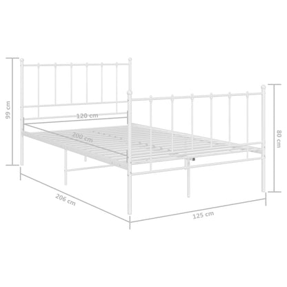 Bed Frame without Mattress White Metal 120x200 cm