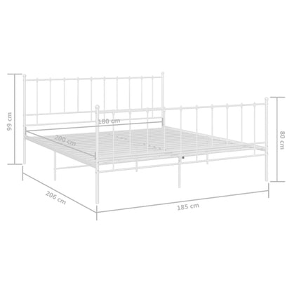 Bed Frame without Mattress White Metal 180x200 cm Super King