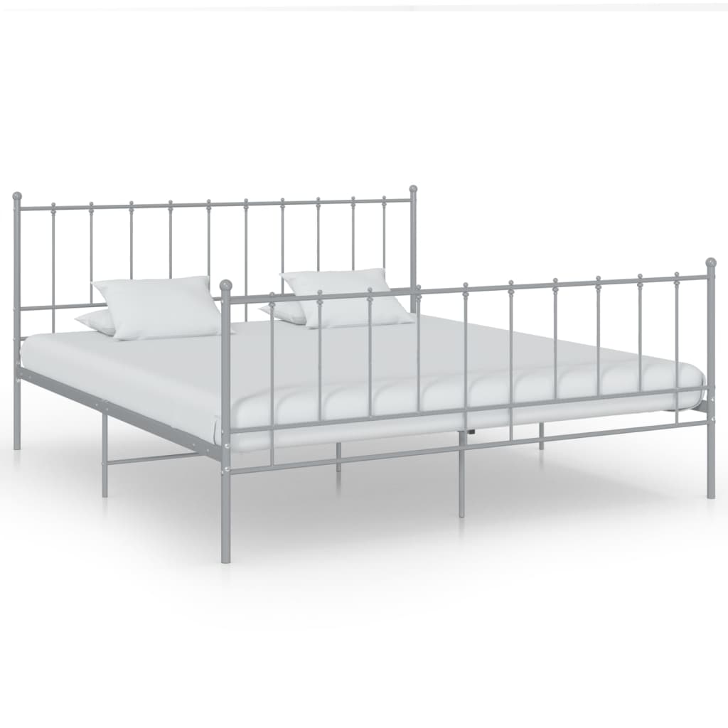 Bed Frame without Mattress Grey Metal 200x200 cm