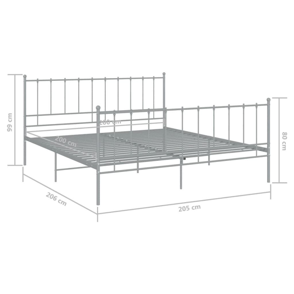 Bed Frame without Mattress Grey Metal 200x200 cm
