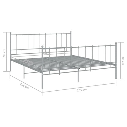 Bed Frame without Mattress Grey Metal 200x200 cm