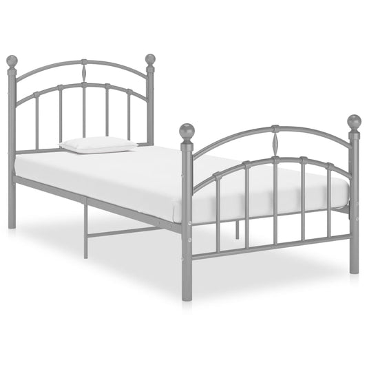 Bed Frame without Mattress Grey Metal 90x200 cm