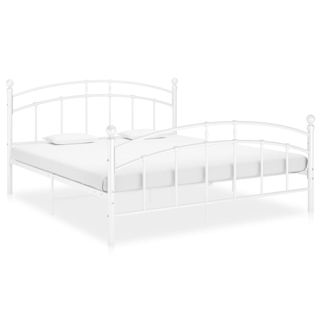 Bed Frame without Mattress White Metal 140x200 cm