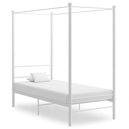 Canopy Bed Frame without Mattress White Metal 90x200 cm