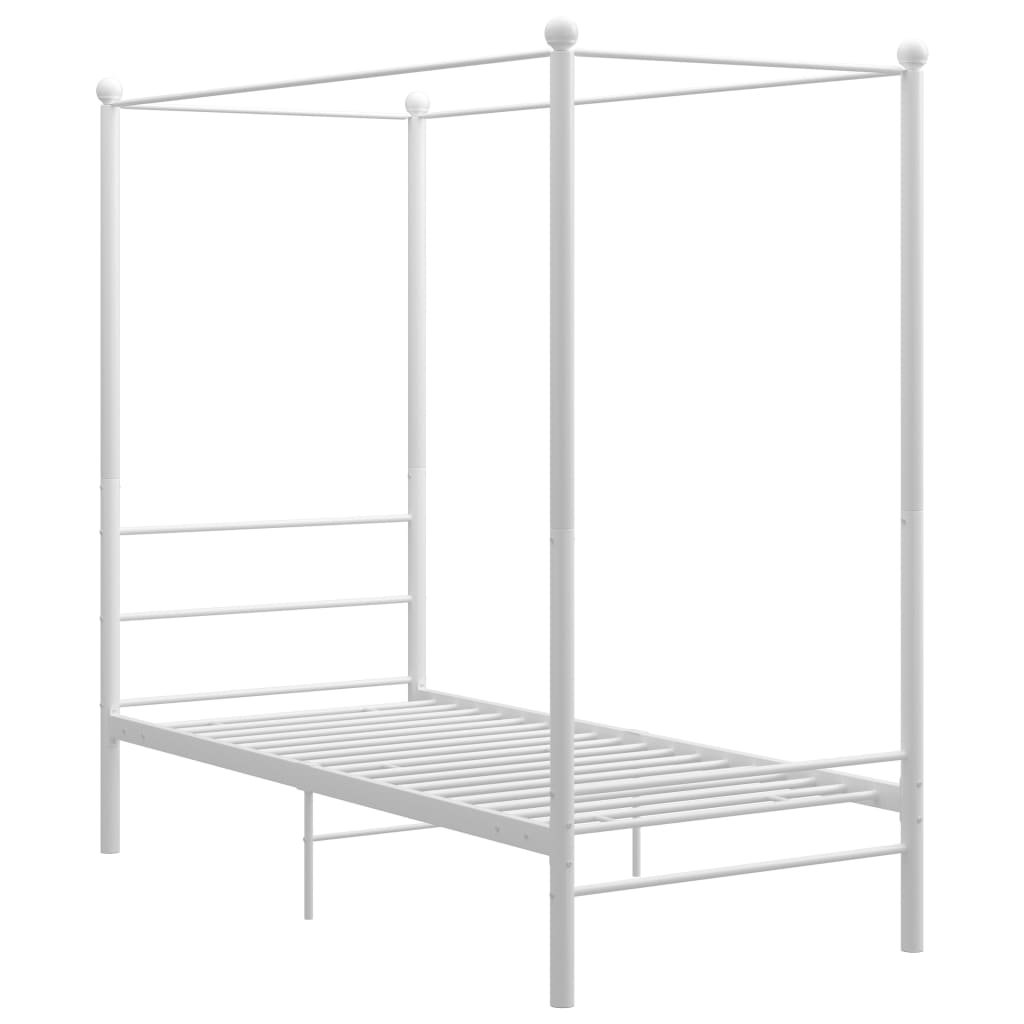 Canopy Bed Frame without Mattress White Metal 90x200 cm