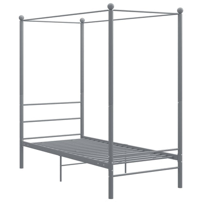 Canopy Bed Frame without Mattress Grey Metal 90x200 cm