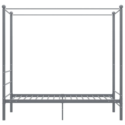 Canopy Bed Frame without Mattress Grey Metal 90x200 cm