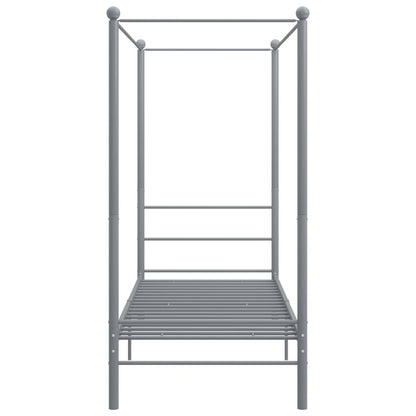 Canopy Bed Frame without Mattress Grey Metal 90x200 cm