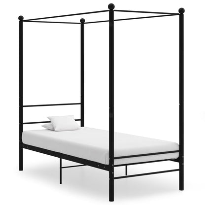 Canopy Bed Frame without Mattress Black Metal 100x200 cm