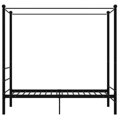 Canopy Bed Frame without Mattress Black Metal 100x200 cm