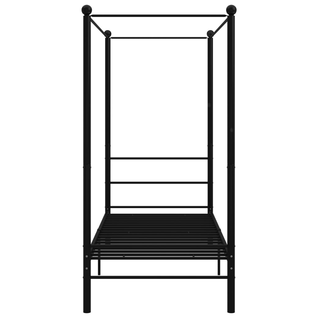 Canopy Bed Frame without Mattress Black Metal 100x200 cm