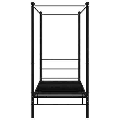 Canopy Bed Frame without Mattress Black Metal 100x200 cm