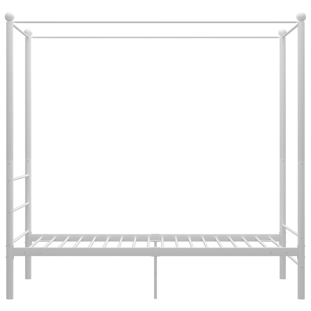 Canopy Bed Frame without Mattress White Metal 100x200 cm