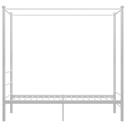 Canopy Bed Frame without Mattress White Metal 100x200 cm