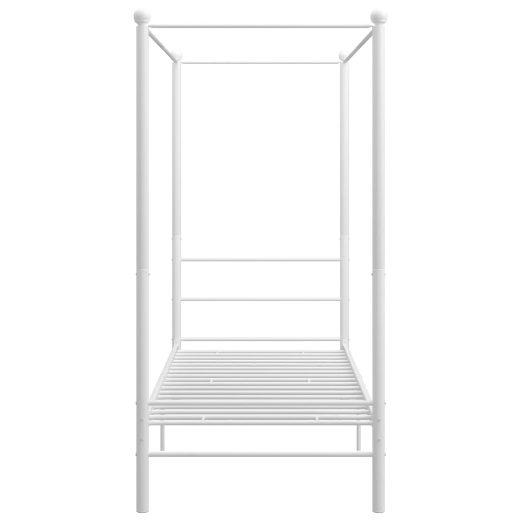 Canopy Bed Frame without Mattress White Metal 100x200 cm