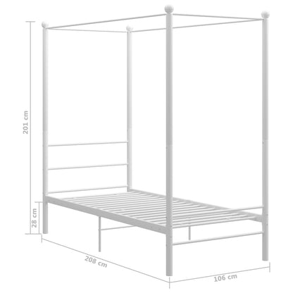 Canopy Bed Frame without Mattress White Metal 100x200 cm