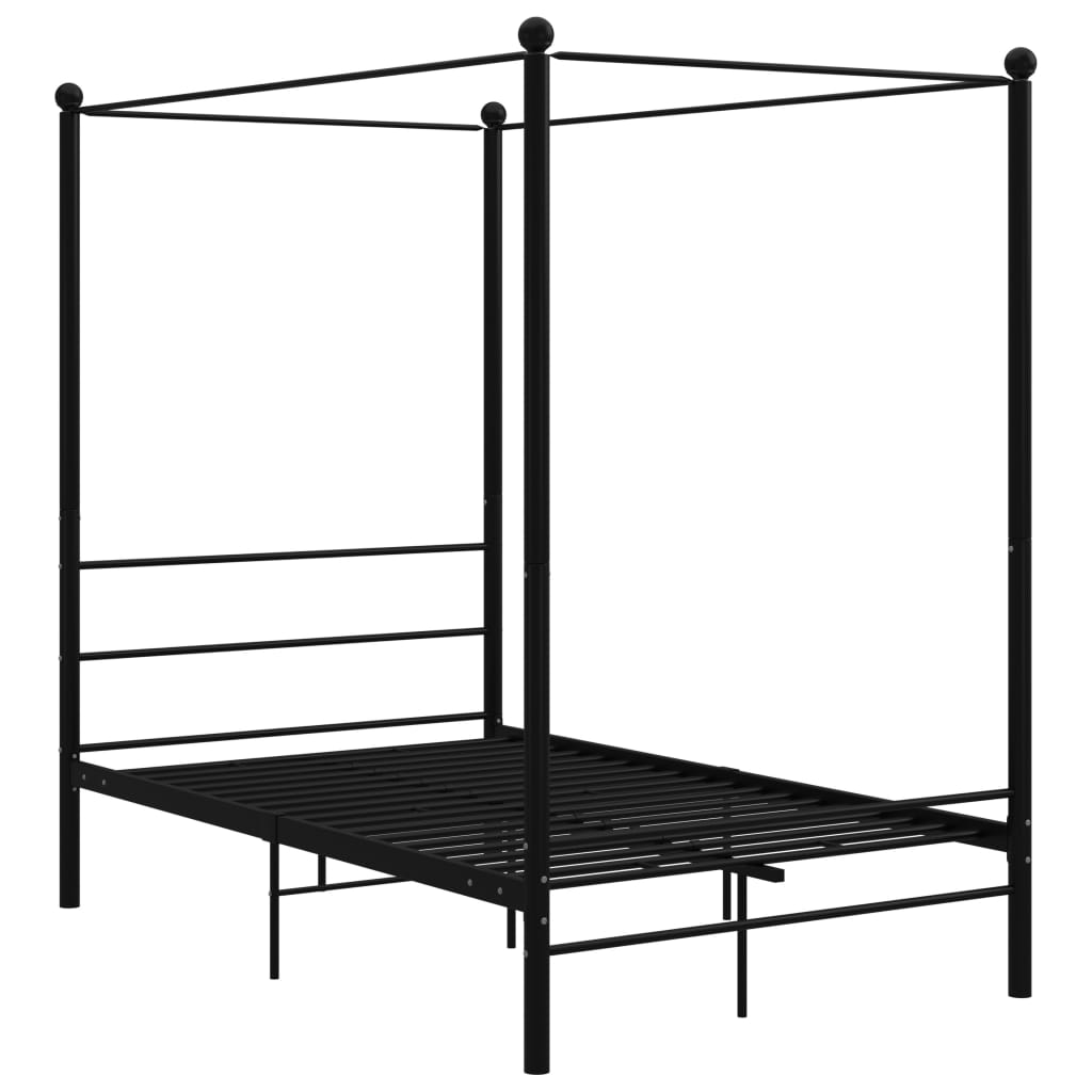 Canopy Bed Frame without Mattress Black Metal 120x200 cm