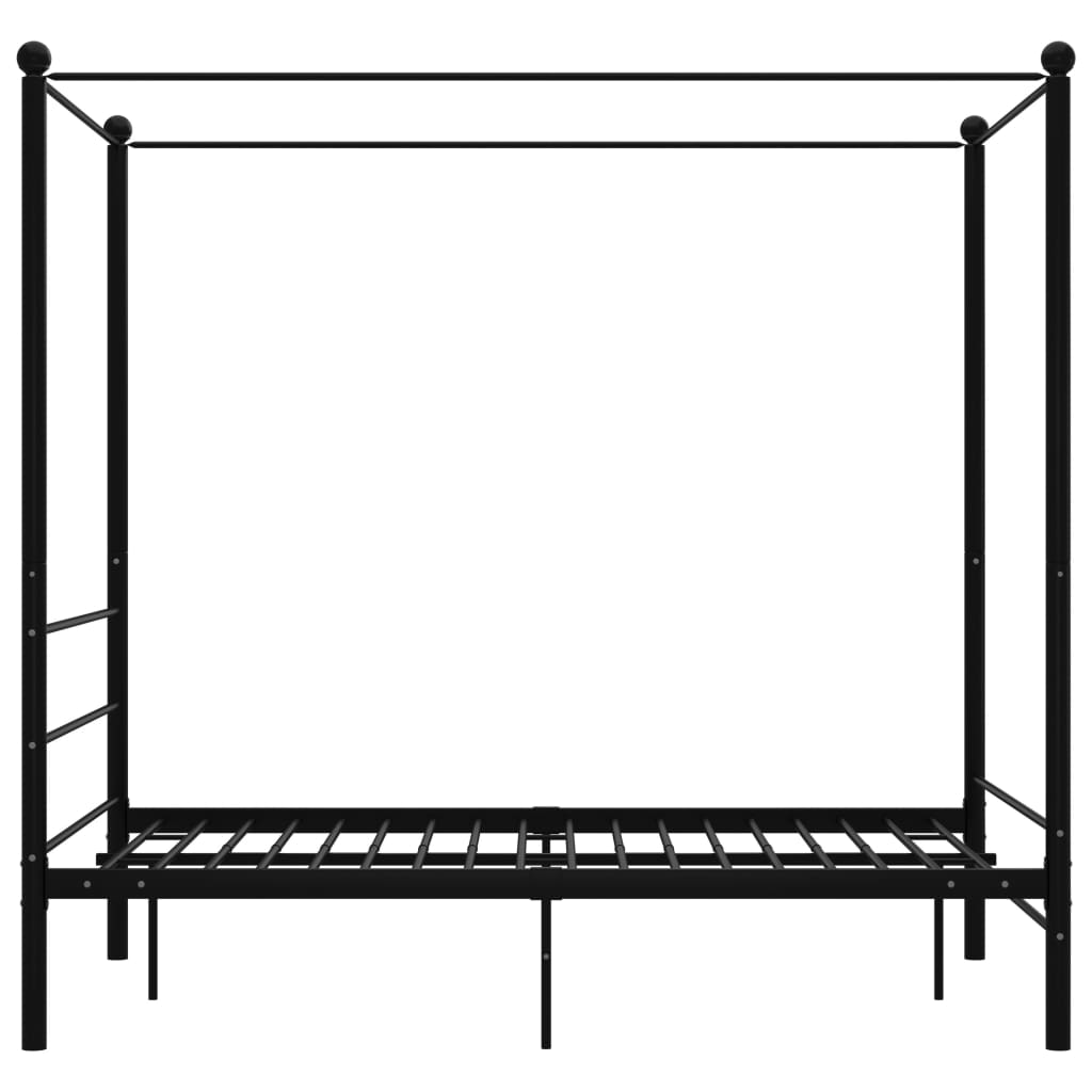 Canopy Bed Frame without Mattress Black Metal 120x200 cm