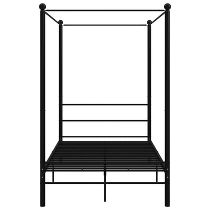Canopy Bed Frame without Mattress Black Metal 120x200 cm