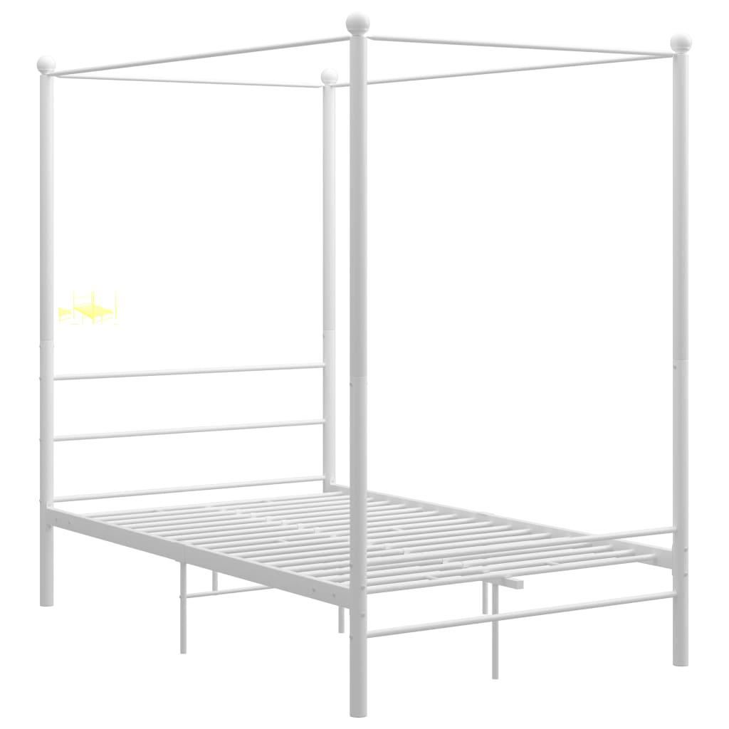 Canopy Bed Frame without Mattress White Metal 120x200 cm