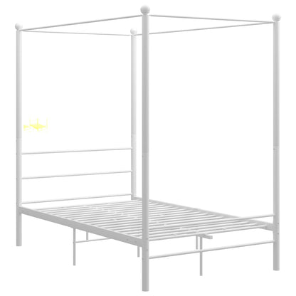 Canopy Bed Frame without Mattress White Metal 120x200 cm