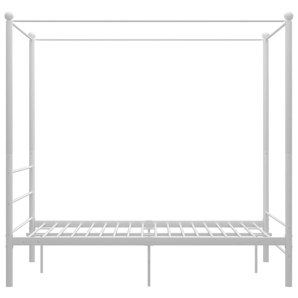 Canopy Bed Frame without Mattress White Metal 120x200 cm