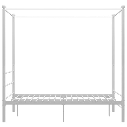 Canopy Bed Frame without Mattress White Metal 120x200 cm