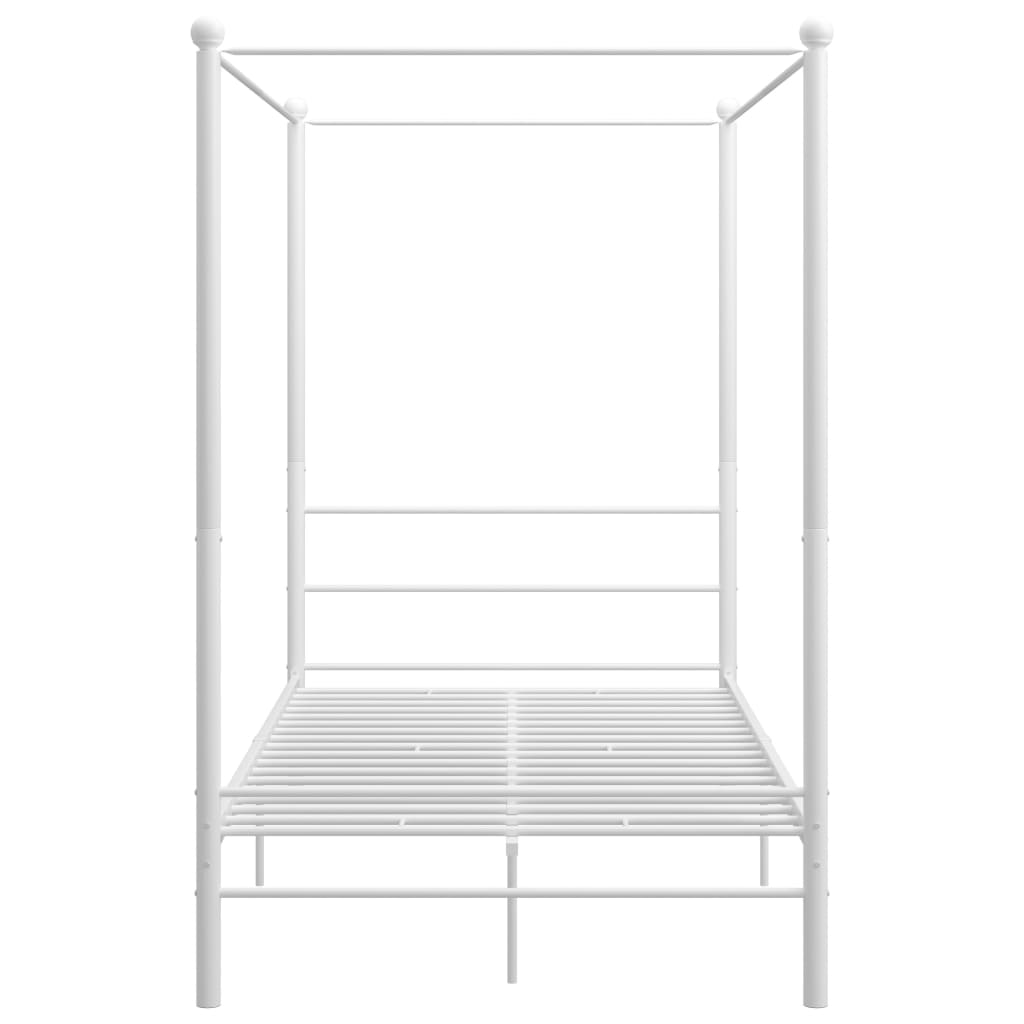 Canopy Bed Frame without Mattress White Metal 120x200 cm