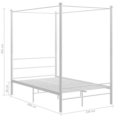 Canopy Bed Frame without Mattress White Metal 120x200 cm