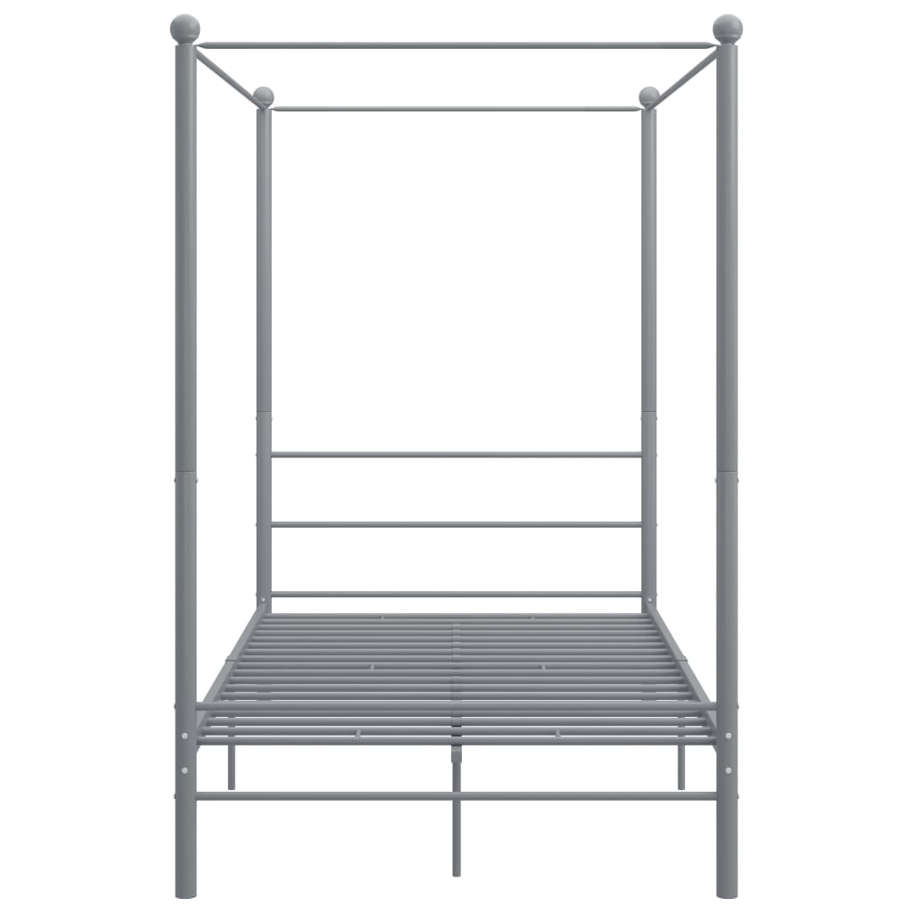 Canopy Bed Frame without Mattress Grey Metal 120x200 cm