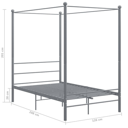 Canopy Bed Frame without Mattress Grey Metal 120x200 cm