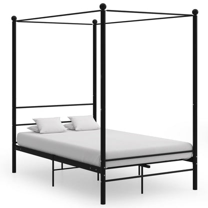 Bed Frame with Canopy without Mattress Black 140x200 cm Metal